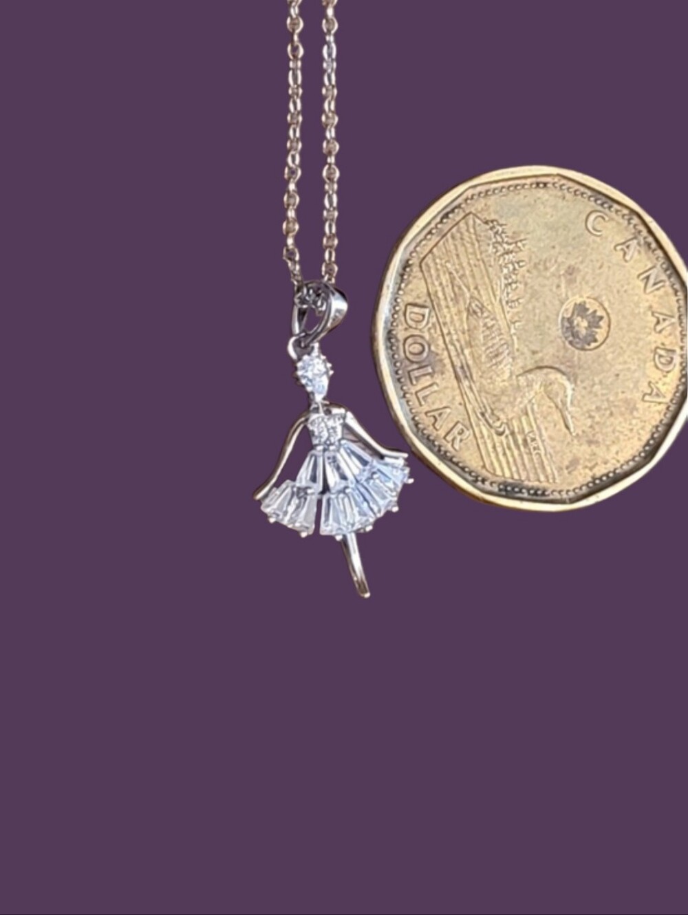 🥳4/$75!🥳 Silver Ballerina Pendant Necklace with Clear Crystal Accents